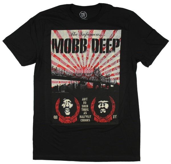 Mobb Deep Halfway Crooks T Shirt Black Vintage Rap Wear 8657